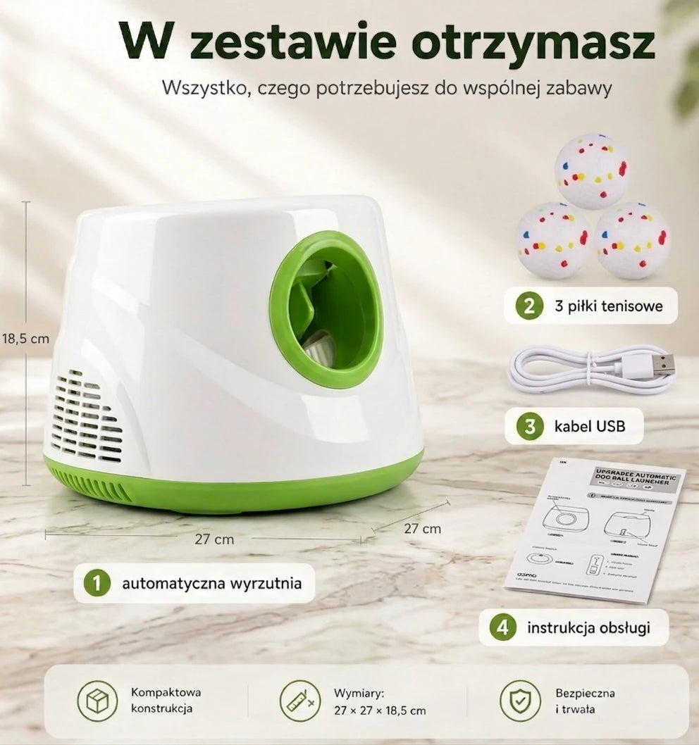 Automatyczna wyrzutnia piłek dla psa