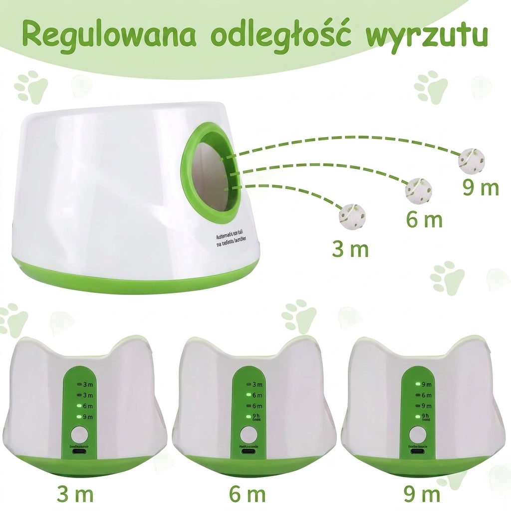 Automatyczna wyrzutnia piłek dla psa – 3 poziomy zasięgu