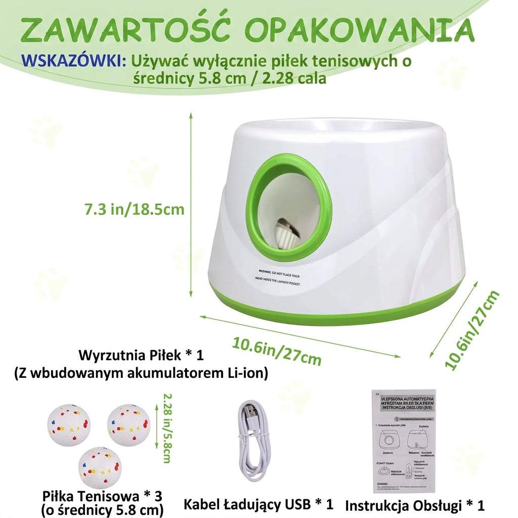 Automatyczna wyrzutnia piłek dla psa – 3 poziomy zasięgu