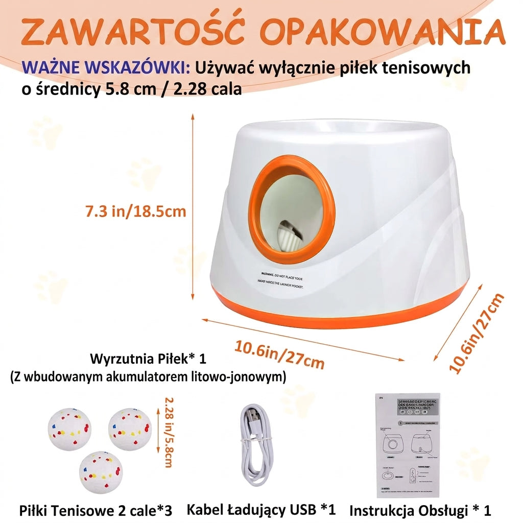 Automatyczna wyrzutnia piłek dla psa – 3 poziomy zasięgu